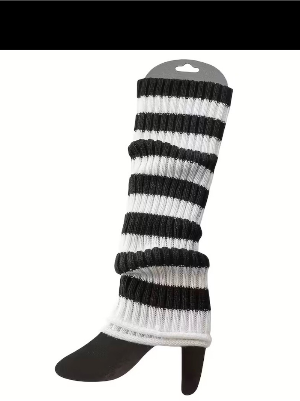 Black & White Striped Leg Warmers